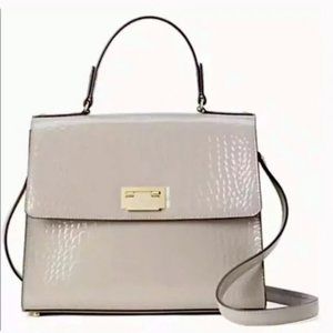 KATE SPADE KNIGHTSBRIDGE DORIS CROC EMBOSSED TAUPE LEATHER HANDBAG SATCHEL